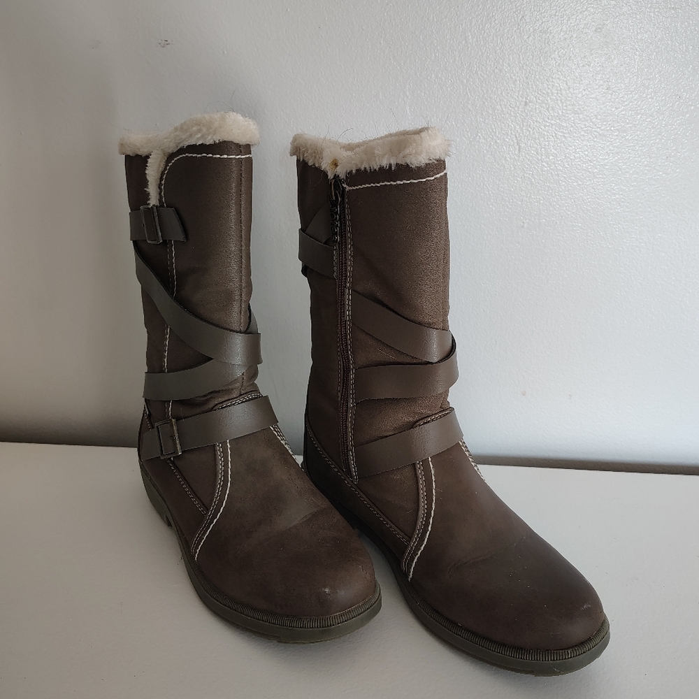 Totes Diedre Brown Faux Fur Mid Calf Boots Women's Sz 8